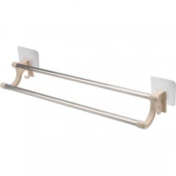 Double‑Bar Over Door Shelf & Towel Holder (Stainless)