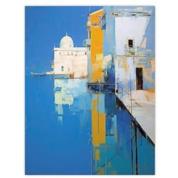 Blue Ocean Sunset: Reflections Of Venice Oil Painting – Santa Maria della Salute Coastal Poster (24 x 32)