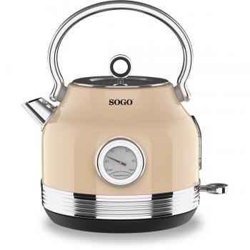 Sogo KET-SS-7765 - Hervidor vintage color crema de 1,8 litros 2.220W