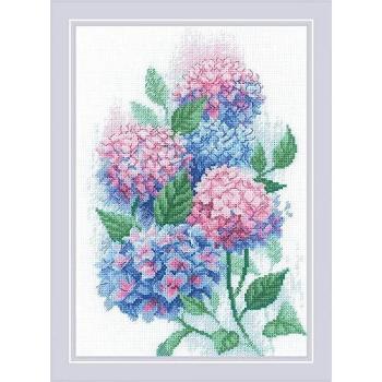 Zählmuster Set für Kreuzstich: Hortensien, 21x30cm
