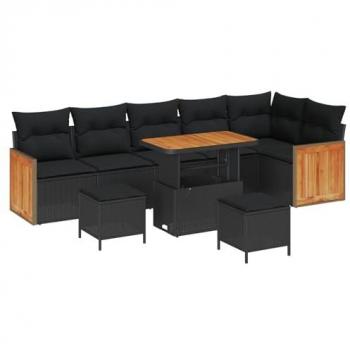 VidaXL 9‑Piece Outdoor Sofa Set with Black Cushion Pack – 90 × 55 × 71 cm