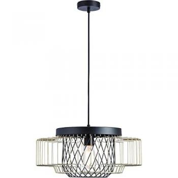 Lustre - suspension cage métal E27 60W diamètre 45 cm x hauteur 20,7 cm noir et doré