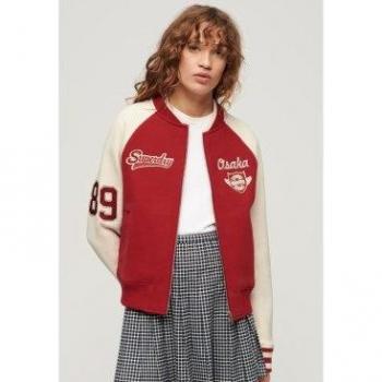 Giacca Bomber Grafica College Rossa Superdry Donna L