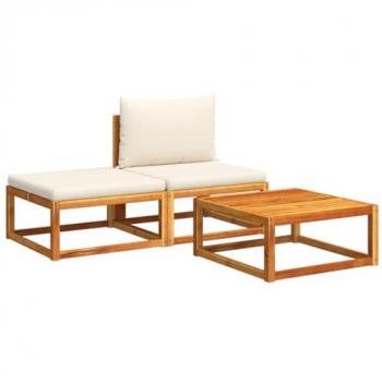 VIDAXL - Set Divano da Giardino 3pz con Cuscini Legno Massello di Acacia 910302