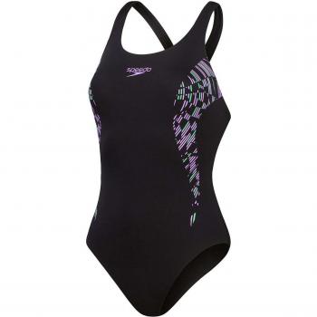 Costume Speedo Placement Muscleback nero lilla verde - donna - taglia 38