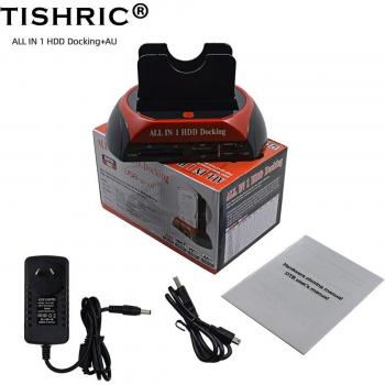 TISHRIC HDD Dockingstation USB 2.0 für 2,5 und 3,5 Zoll SATA IDE Festplatten