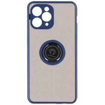 Coque Avizar IPhone 11 Pro Max Bague Métallique Bi-matière Support Vidéo Bleu Nuit
