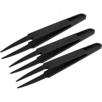 3 Pcs Black Plastic Electronic Anti-Static Precision Tweezers