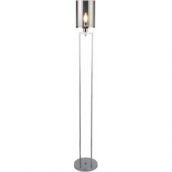 Searchlight Catalina Floor Lamp with Smoked Glass Shade, Chrome Finish, E27 Bulb Socket