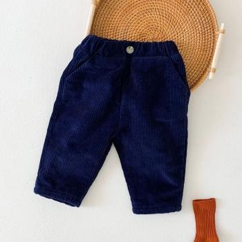 Pantalones informales de terciopelo sólido para bebés