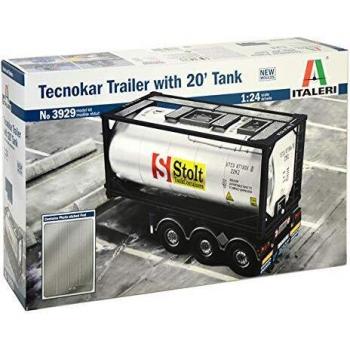 Italeri 3929 1/24 Scale Model Kit Stolt 20'Tecnokar Tank Container Trailer