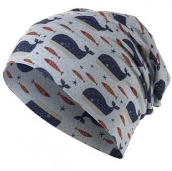 Berretto Slouch per Bambini con Motivo Balene Grigio-Blu Sterntaler