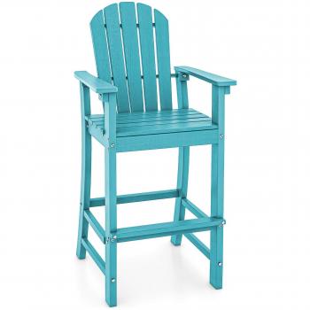 Costway Turquoise Adirondack Plastic Outdoor Bar Stool