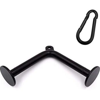C.P. SPORTS Trizepsgriff V-Form Vollstahl schwarz mit Karabinerhaken 8mm