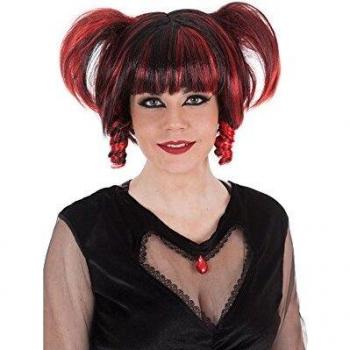 Peluca de carnaval roja y negra