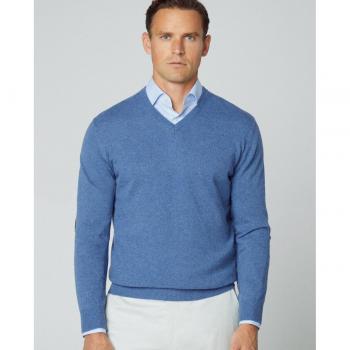 Jersey de Manga Larga para Hombre Hackett en Color Azul Marino con Cuello de Pico