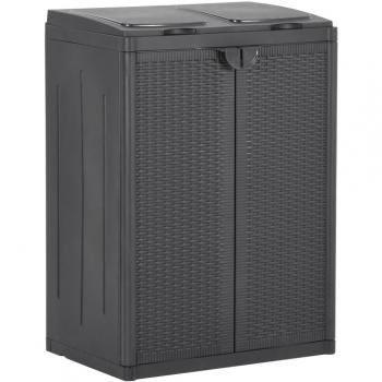 VidaXL Black Waste Bin with Dual Doors 25.6x17.7x34.6