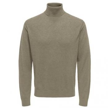 ONLY & SONS Stehkragenpullover ONSLOUI REG 12 Melange Rollknit – Beige (Desert Taupe Detail) – Herren L