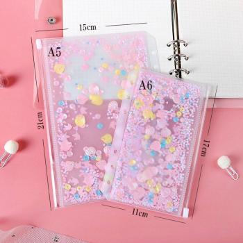 A5 A6 Kawaii Sequin Loose Leaf Bag
