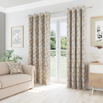 Oakland Thermal Blockout Ready Made Eyelet Curtains Latte