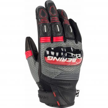 Bering Axel perforierte Damen Motorrad Handschuhe Schwarz Grau Rot L