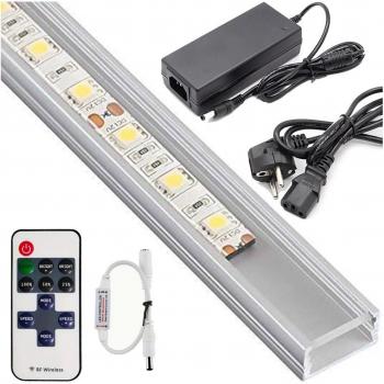 Perfil de Aluminio LED 1m 72 LEDs SMD 5630 con Controlador y Difusor