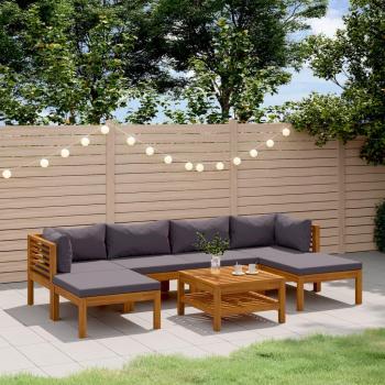 Juego de muebles de jardín 7 pzas con almohadillas de madera de acacia