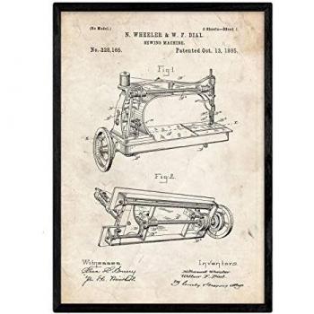 Póster de Patente de Máquina de Coser - Lámina A3 para Enmarcar