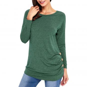 Herbstblume Baumwoll‑Top mit Falten und Button