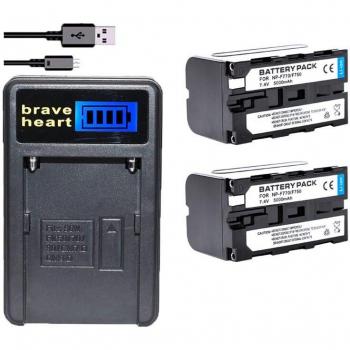 Repuesto Li‑Ion NP-F770/NP-F750 + Cargador USB con LED y LCD – Cámara Sony