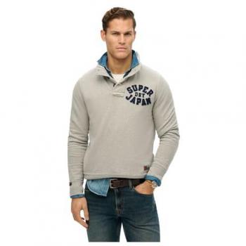 Superdry Light Grey Vintage Athletic Half-Button Sweatshirt