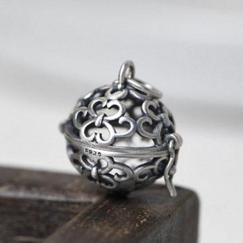V.YA 925 Sterling Silver Vintage Matte Lotus Hollow Sachet Pendant Necklace