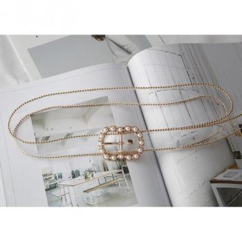 Chic Ladies' Clear Strap Rhinestone Buckle Waistband