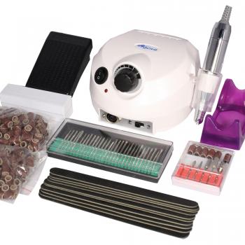 Stufenlose Elektronagelfeile – 30 000 U/min, inkl. 2 Feilblöcke + 10 Nagelfeilen (Gel / Acryl)