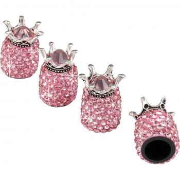 4pcs ABS Tire Air Valve Caps with Rhinestones - Universal for Cars and Trucks