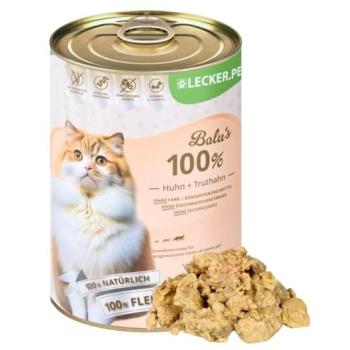 Lecker.Pet® Balu’s 100 % Huhn & Truthahn – Feuchtes Katzenfutter (12x400 g)