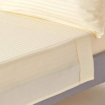 Pastel Yellow Egyptian Cotton Satin Stripe Flat Sheet 330 Thread Count, King