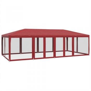 VidaXL 8x4 m Red Party Tent with 12 Mesh Sidewalls HDPE