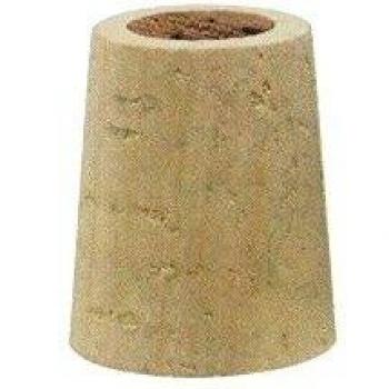 Bouchon percé en liège, bouchon pour doseur en verre, bouchon en liège perforé, bouchon de 27 mm de hauteur, bouchon de dimension 23x19 mm, bouchon avec trou, bouchon à trous, bouchon pour récipient en verre, bouchon de taille 27x23x19mm
