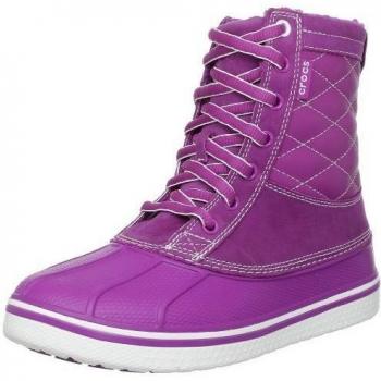 Crocs AllCast Leather Duck Boot 12802-02G-500 - Botines fashion de cuero para mujer, Morado