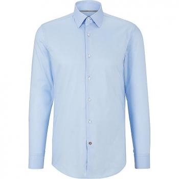 Camisa de popelín de algodón para hombre, fit ajustado, fácil de planchar, Boss