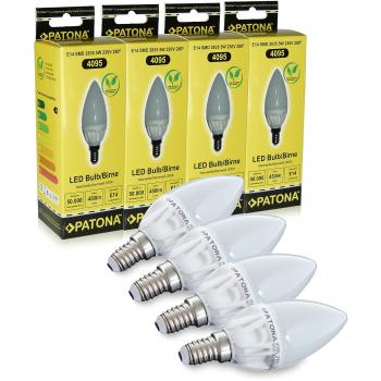 Lampadina LED sostitutiva 40W Patona 5W, 230V, 450 Lumen, temperatura colore 3000K, base E14, vetro opalino, bianco caldo
