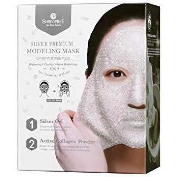 Shangpree - Maschere In Tessuto, Modellanti, 1 Pezzo, Maschera Agli Aminoacidi Di Seta E Collagene, Idratante E Rigenerante, Anti-Invecchiamento, Incl. Bowl & Spatula, Femminile, Premium Silver