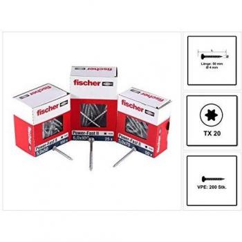 FISCHER - Power-fast Ii Fpf Ii Viti Per Legno 4,0x50 Mm, 200 Pz