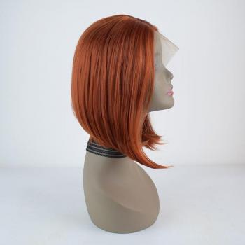 Heat-Resistant Orange Copper Red Short Bob Straight Synthetic Hair Wig