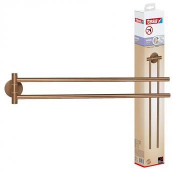 Moon Handtuchhalter 2-armig in gebürsteter Bronze - selbstklebende Handtuchstange aus PVD-beschichtetem Metall - ohne Bohren, inkl. Klebelösung