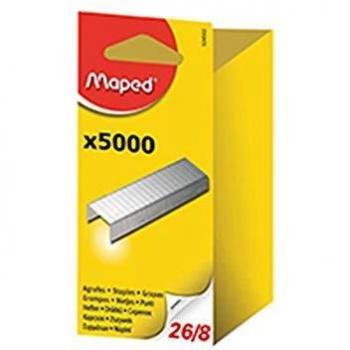 Boîte de 5000 agrafes grises 26/8 avec boîtier en plastique Maped