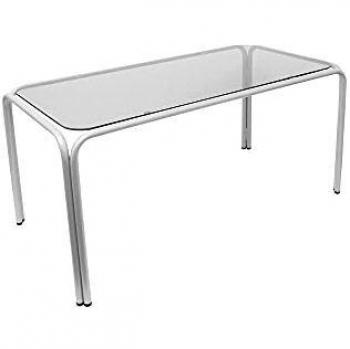 Piqueras y Crespo 61CFPL Table basse en acier inoxydable avec plateau en verre fumé et finition plaquée argent