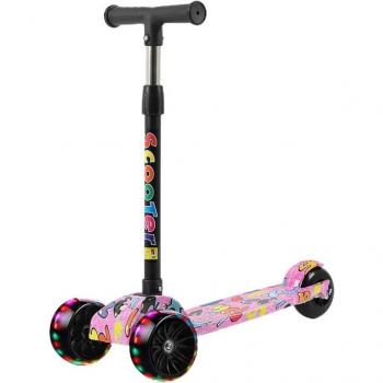 Portable Three-Wheeled Scooter for Kids with One-Key Folding and Graffiti Design