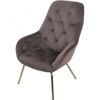 Esszimmer-Stuhl MCW‑K26 mit polstertem Sitz und Armlehne, Metallrahmen, Samtbezug